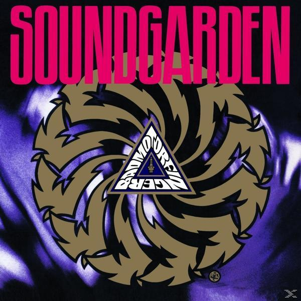 Soundgarden-Albumcover mit einem Spiraldesign und dem Namen der Band. Der Hintergrund ist lila.