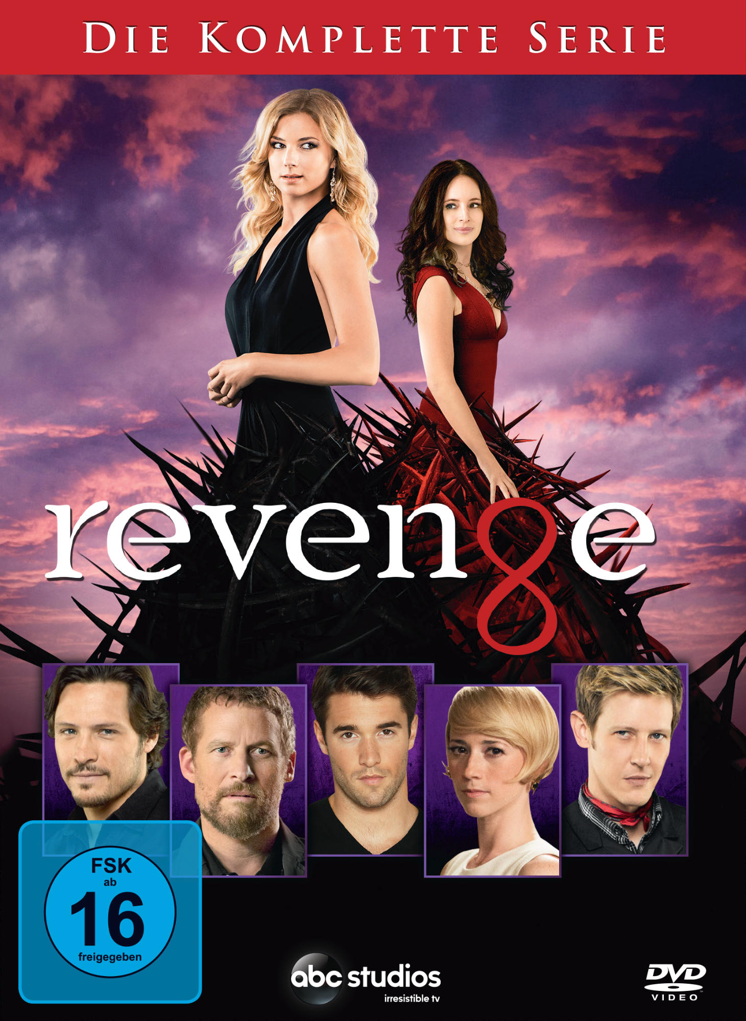 DVD-Cover der Serie Revenge. Zwei Frauen vor dunklem Hintergrund. Text: Revenge.