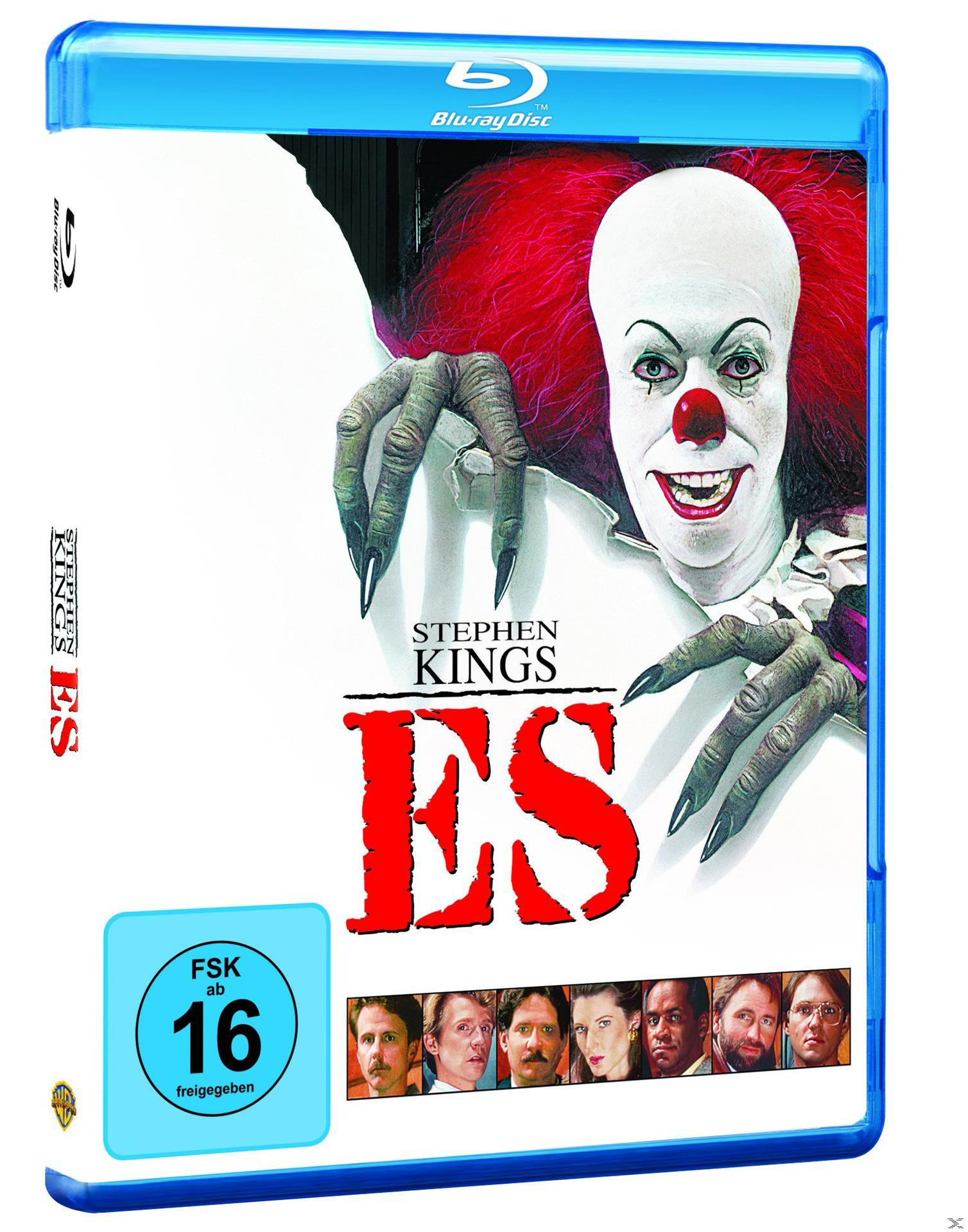 Blu-ray-Cover für den Film 'Es' mit dem Clown und der Besetzung.