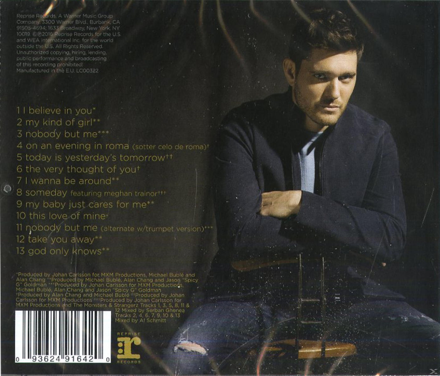 Albumcover mit Michael Bublé, Trackliste und Angaben zur Plattenfirma.
