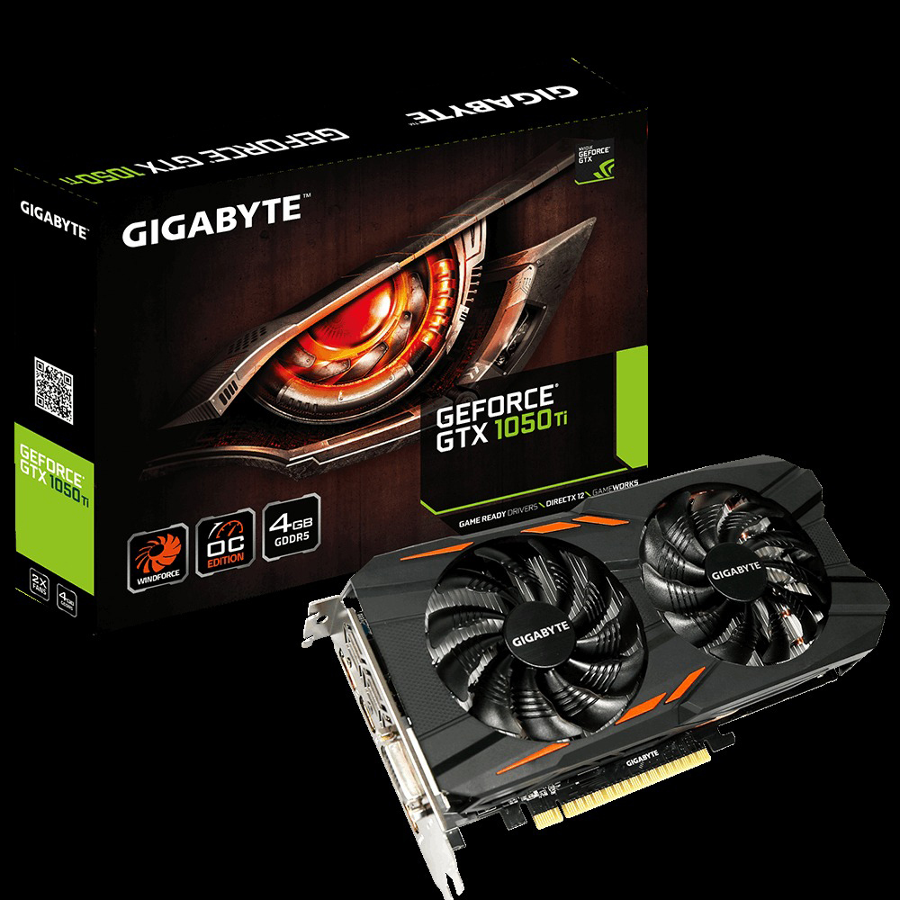 GIGABYTE GeForce® GTX 1050 Ti Windforce OC 4GB (GV-N105TWF2OC-4GD) (NVIDIA, Grafikkarte)