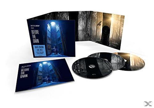 Eine CD-Box mit dem Titel 'Before the Dawn' von Kate Bush, mit einer Bühne und einem Wald.