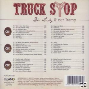 CD-Cover mit Titellisten für Truck Stop's "Die Lady & der Tramp". Deutscher Text.