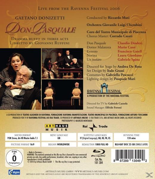 CLAUDIO DESDERI, MARIO CASSI, GATEL, Muti/Desderi/Cassi/Gatell - Don Pasquale  - (Blu-ray)
