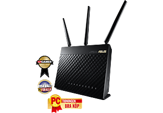 ASUS RT-AC68U Dual-band Trådlös-AC1900 Gigabit Router - Svart