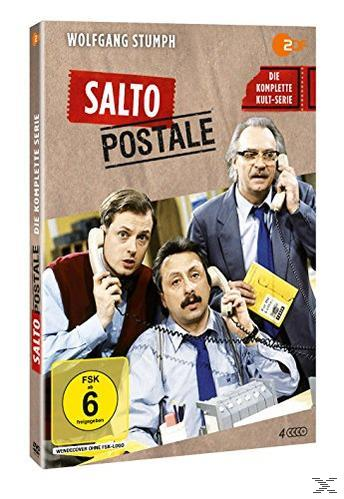 DVD-Hülle. Drei Männer halten auf dem Cover Telefone. Der Titel lautet 'Salto Postale'.
