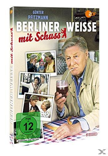 DVD-Cover. Mann trinkt aus einem Glas mit Fotos von Personen. Text: Berliner Weisse mit Schuss.