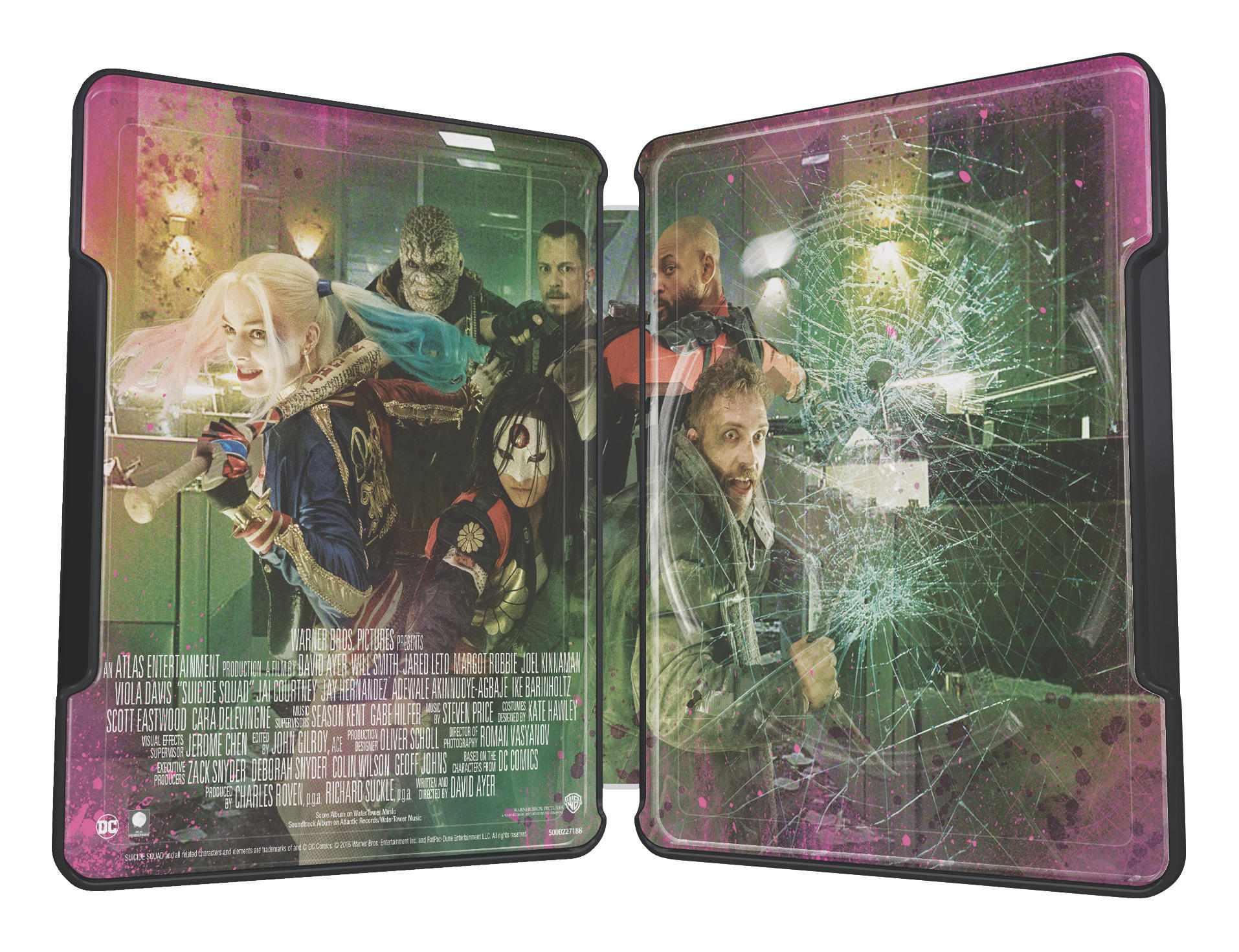 Suicide Squad Filmhülle mit mehreren Charakteren darauf.