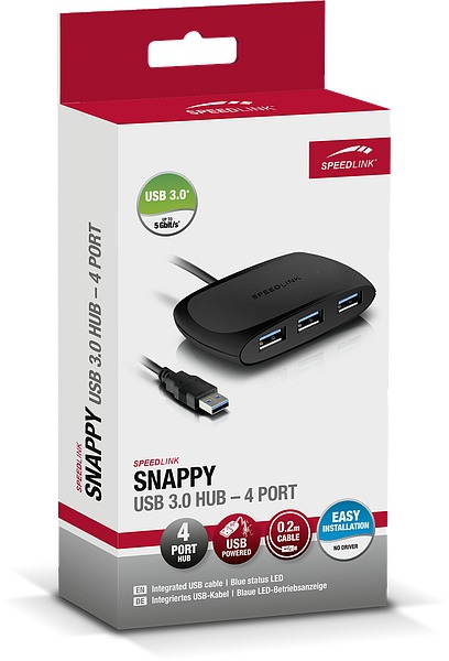 SPEEDLINK SL-140104-BK, USB-Hub, Schwarz