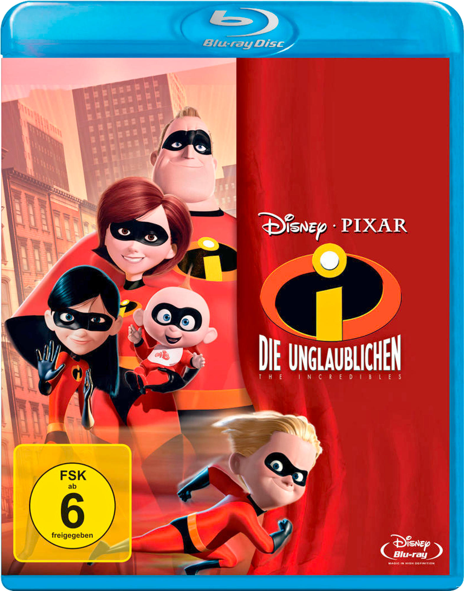 Blu-ray von 'Die Unglaublichen' mit den Superhelden der Familie auf dem Cover.