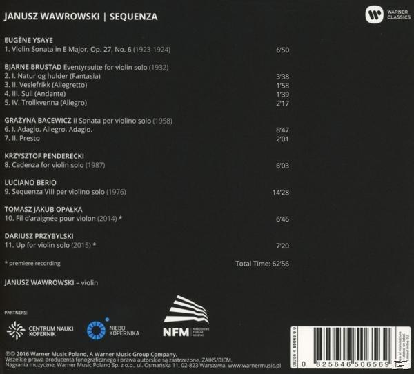 CD-Rückseite mit Musiktitel-Listen und Künstlername.