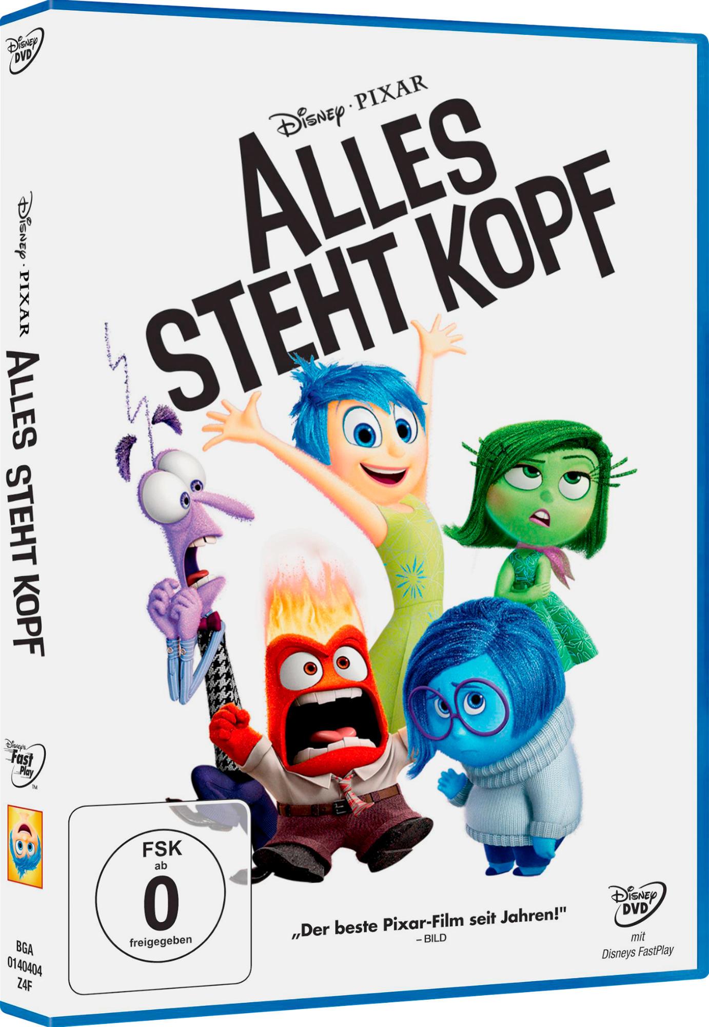 DVD-Cover eines Zeichentrickfilms mit Zeichentrickfiguren verschiedener Emotionen.
