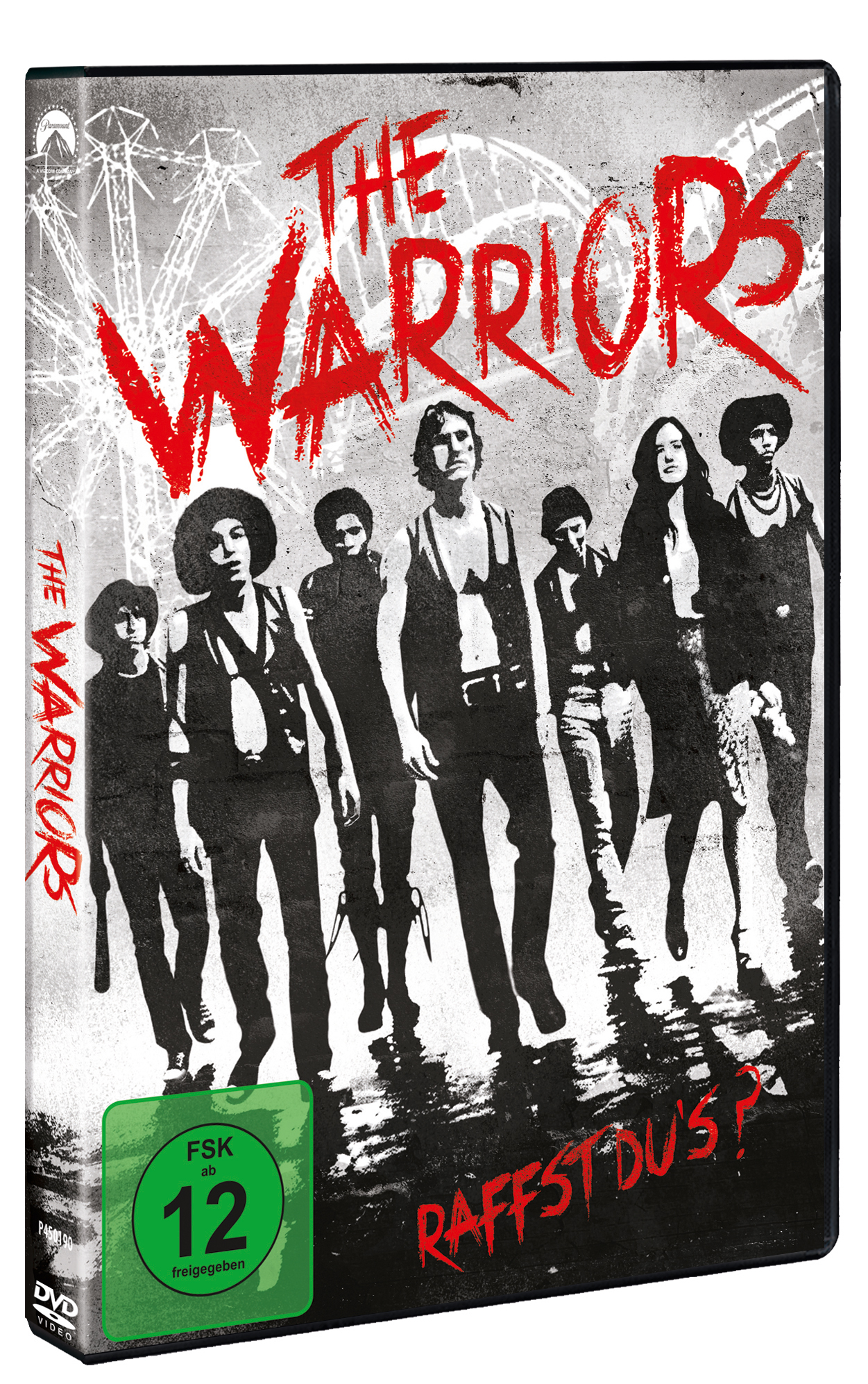 DVD-Cover des Films The Warriors, mit dem Filmtitel und den Charakteren in einer Reihe.