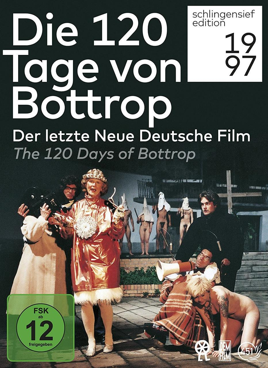 Filmposter für 'Die 120 Tage von Bottrop', mit einer Gruppe von Menschen in verschiedenen Kostümen.
