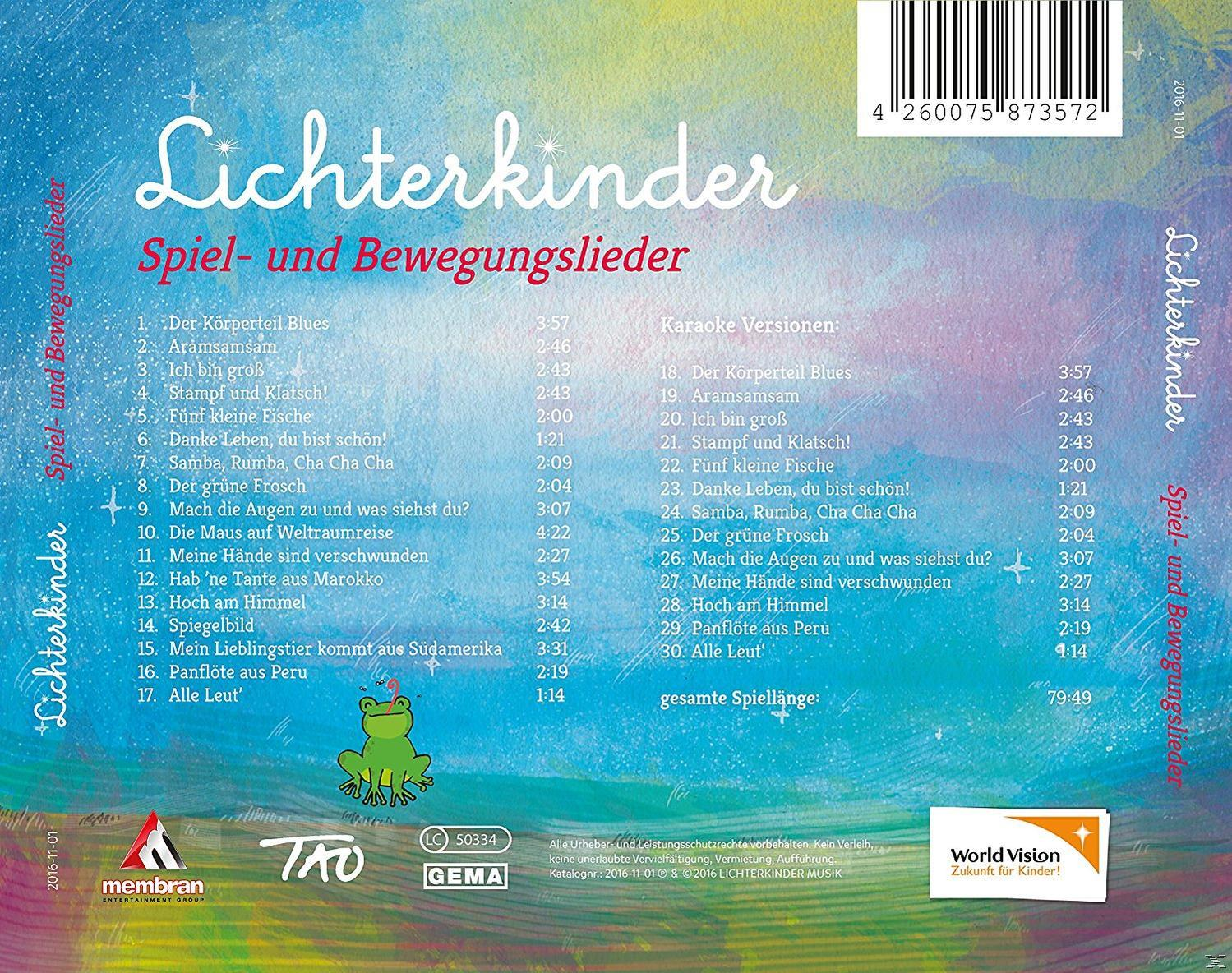 Rückseite einer CD 'Lichterkinder' mit Titelliste und einer Zeichnung.