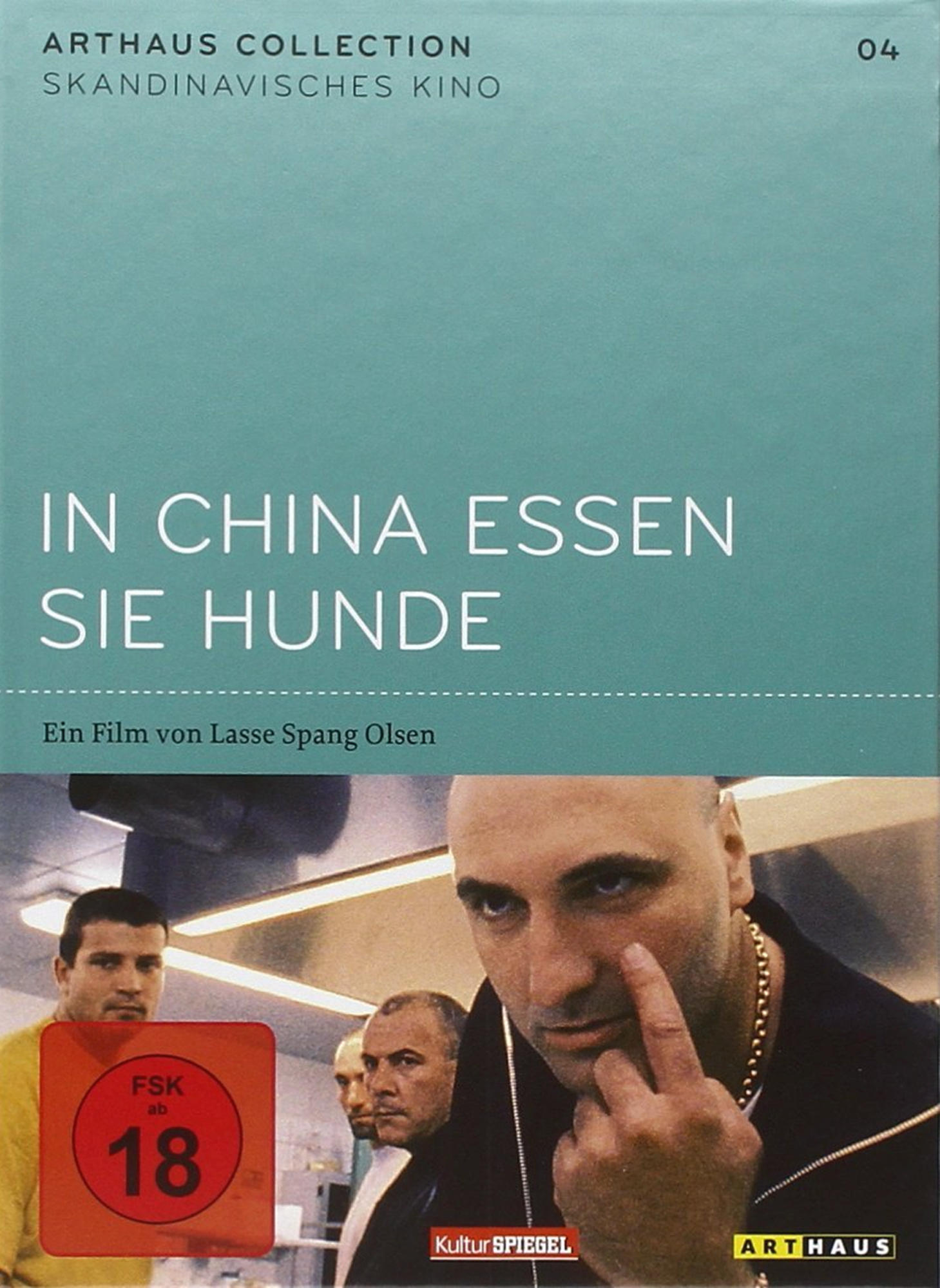 DVD-Cover mit dem Filmtitel "In China Essen Sie Hunde" und einer Männergruppe. Die Altersfreigabe ist FSK 18.