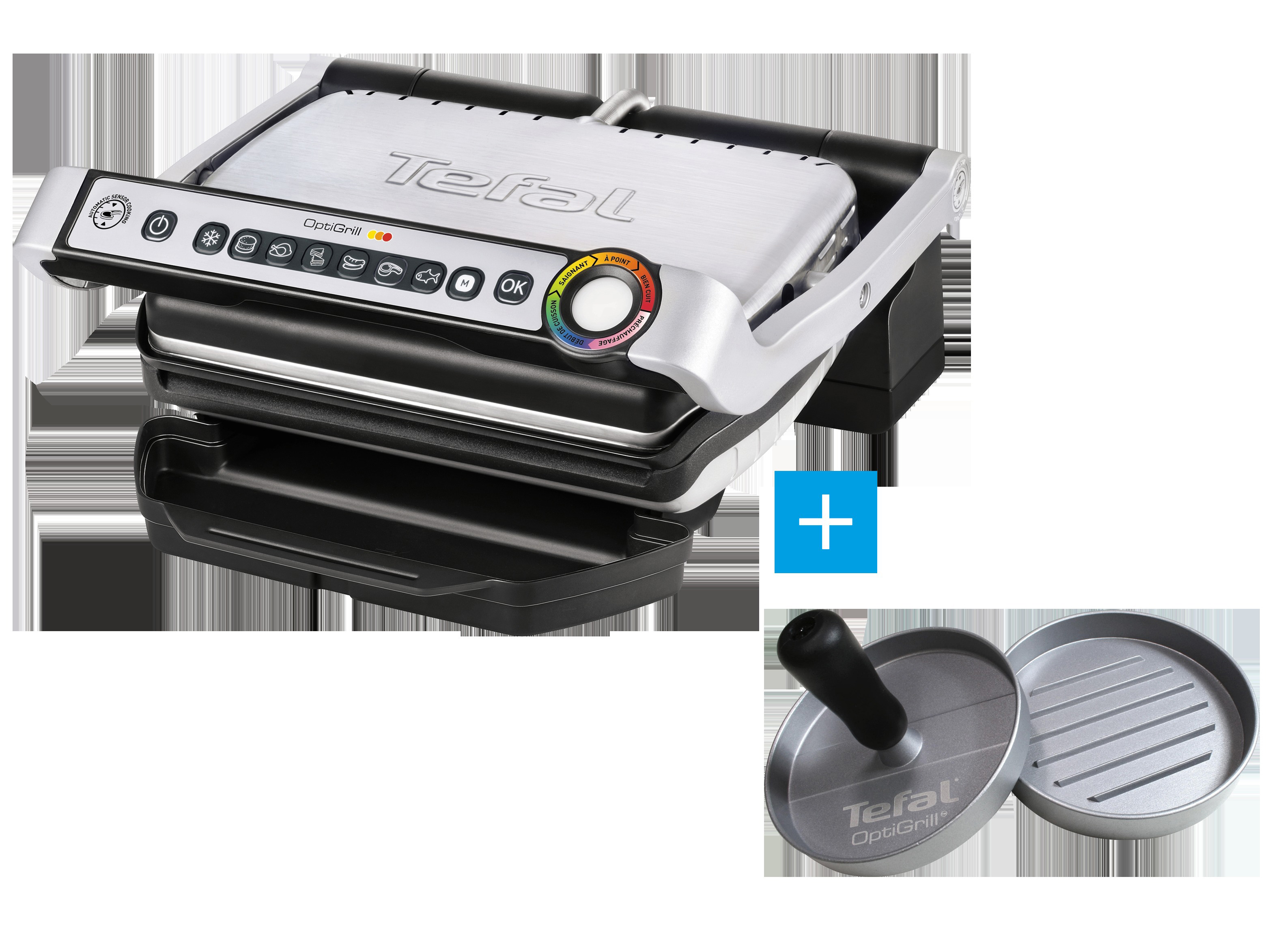 TEFAL GC702D Optigrill + Hamburgerpresse Kontaktgrill