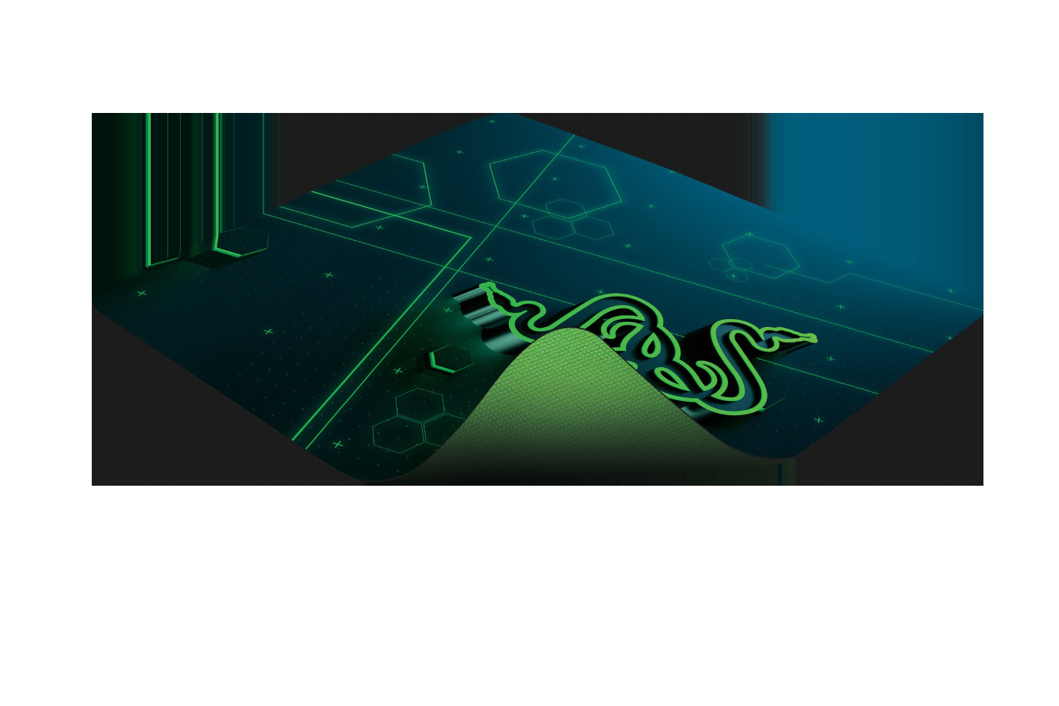 Grünes Razer-Mauspad mit Design und Logo auf schwarzem Hintergrund.