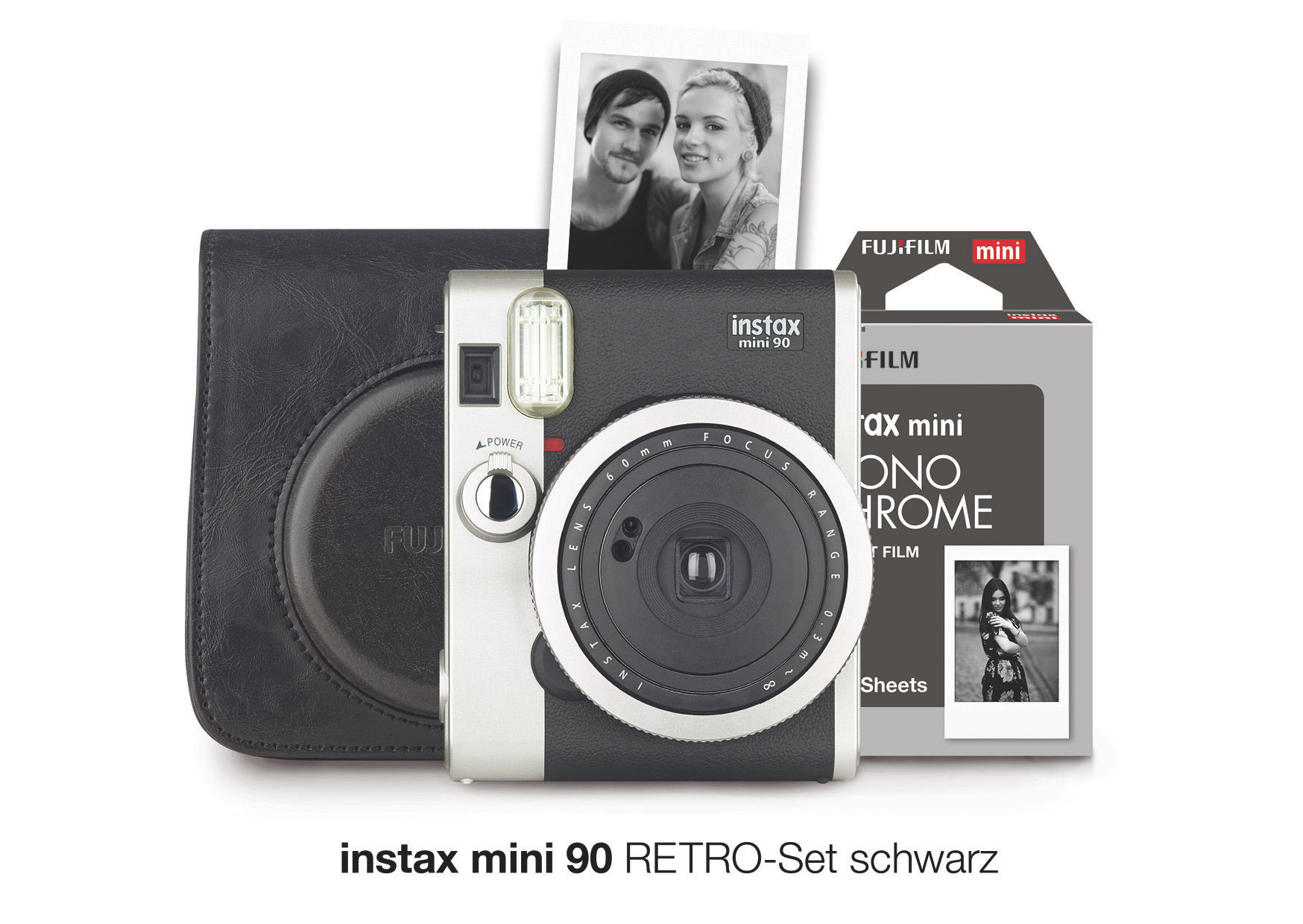 FUJIFILM INSTAX MINI 90 Retro Set Sofortbildkamera, Schwarz