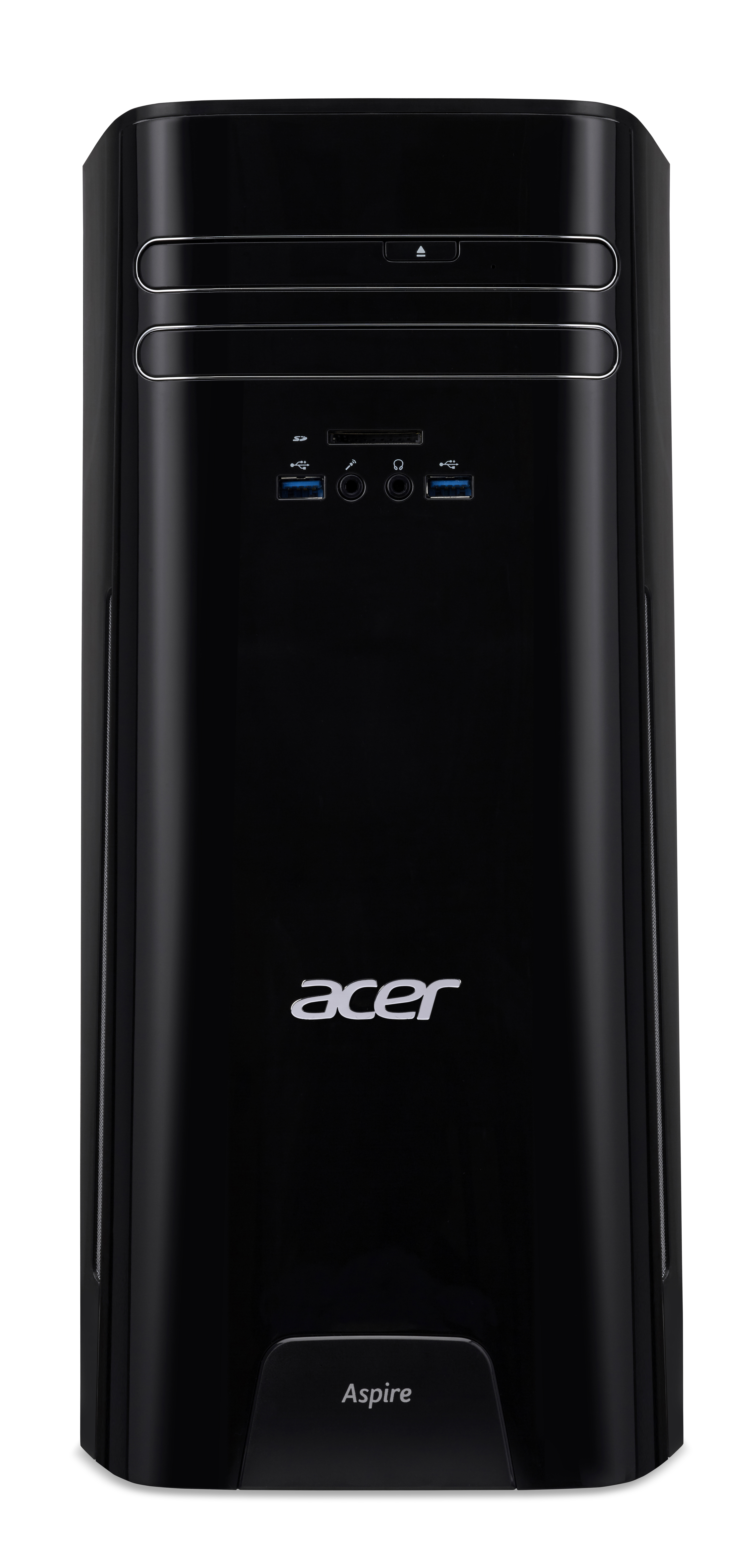 Schwarzer Acer Desktop-Computer mit Aspire-Logo.
