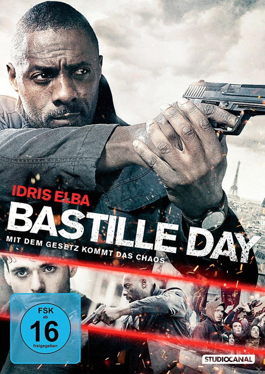 DVD-Cover mit Idris Elba mit einer Waffe, Eiffelturm und andere Schauspieler.