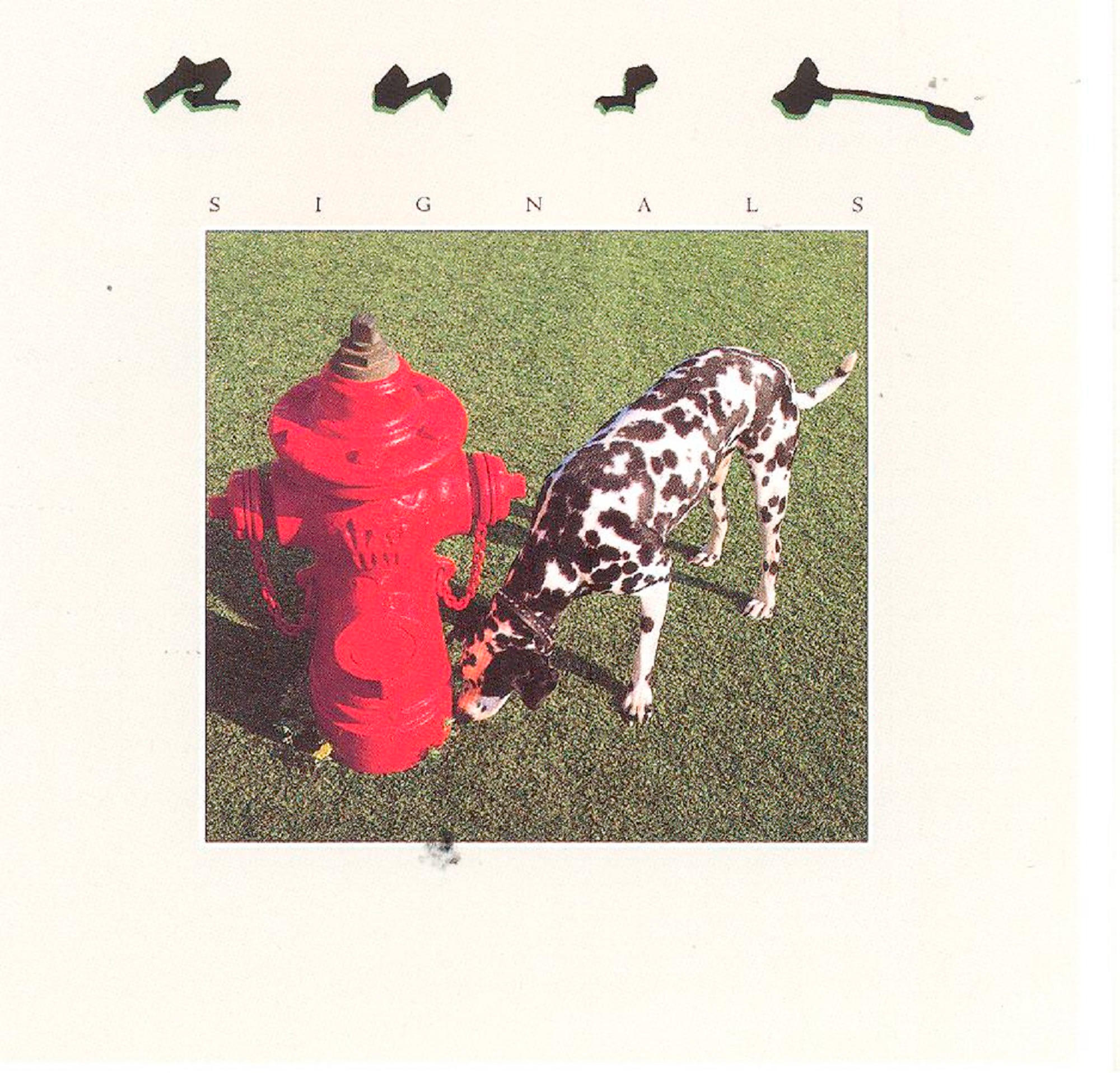 Albumcover mit einem roten Hydranten und einem Dalmatiner, der daran schnuppert, auf grünem Gras.