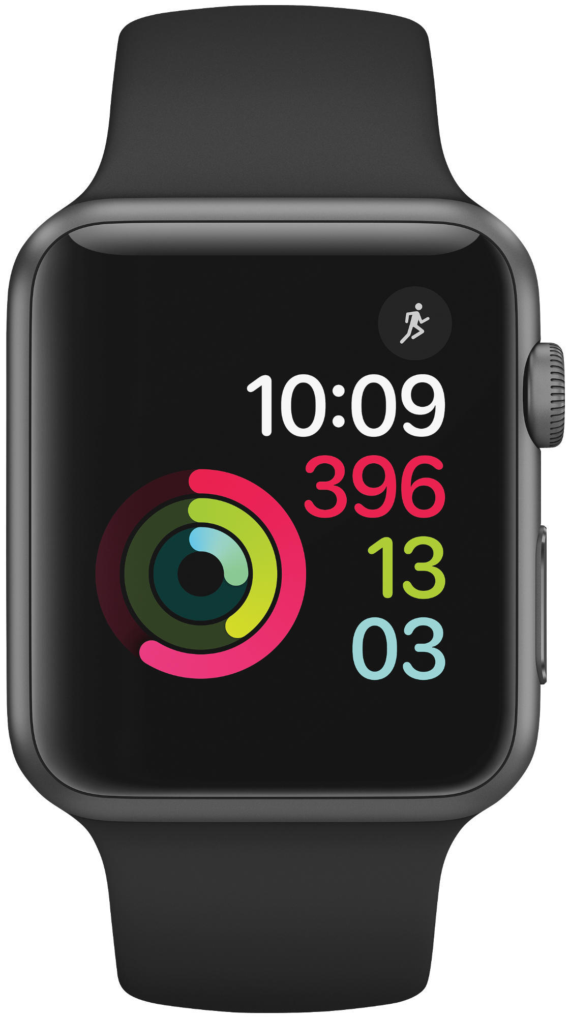 APPLE Watch Series 1 Smartwatch Aluminium Polymer, 42 mm, Space Grey/Schwarz