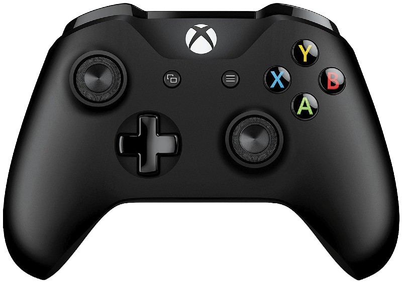 Ein schwarzer Xbox-Controller mit den beschrifteten Tasten Y, X, B, A und einem Steuerkreuz.