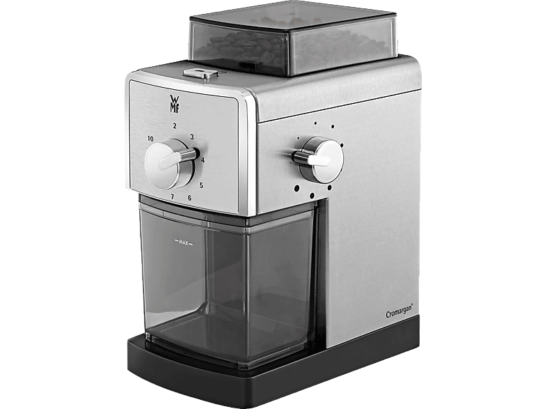 WMF 0417070011 Stelio Kaffeemühle (Silber, Schwarz, 110 Watt, Stahlmahlwerk)