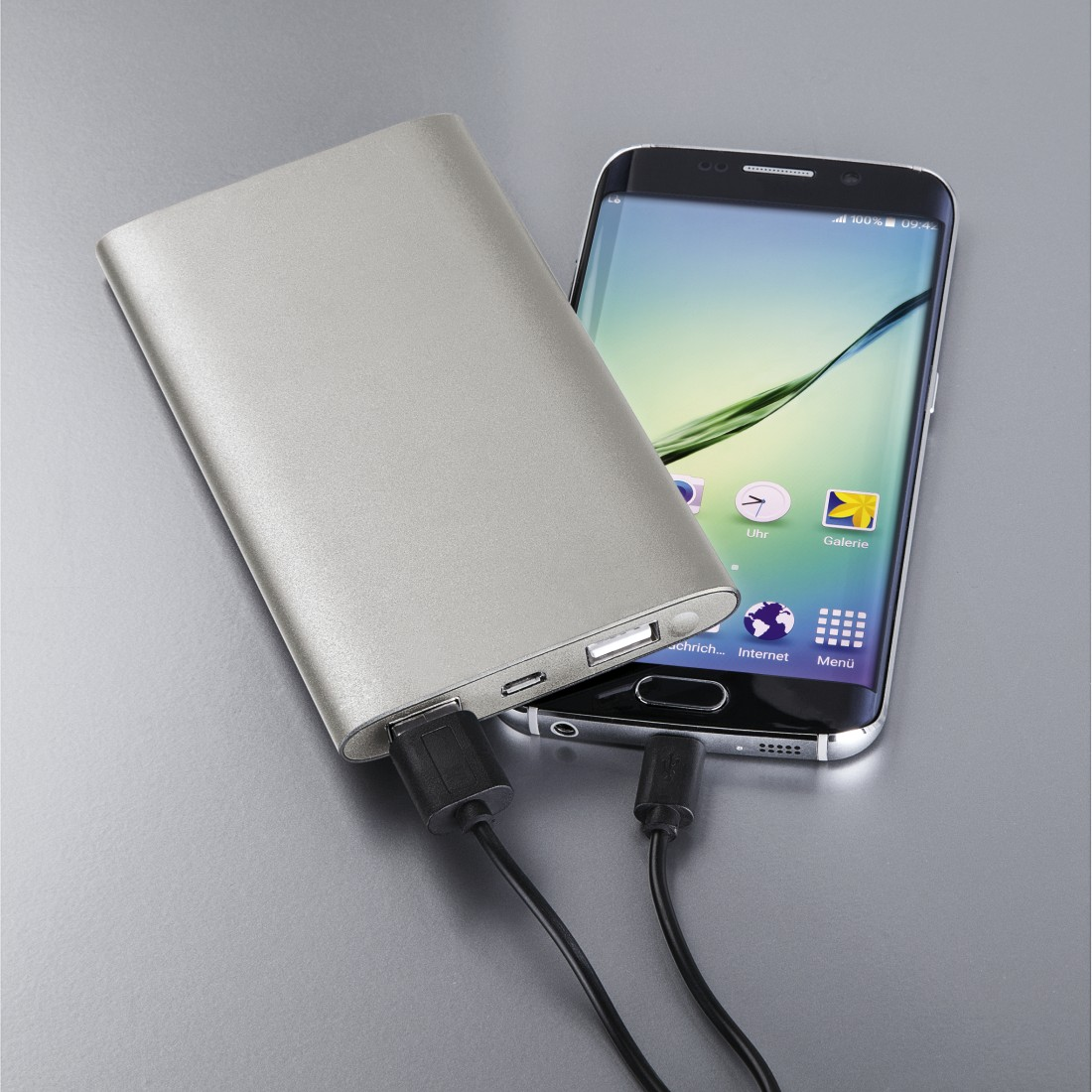 HAMA Premium Alu Powerbank 8000 mAh Silber