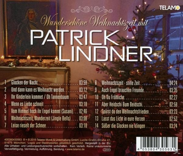 CD-Cover. Weihnachtsthema mit Patrick Lindner, mit verschneiter Landschaft und Weihnachtsbaum.