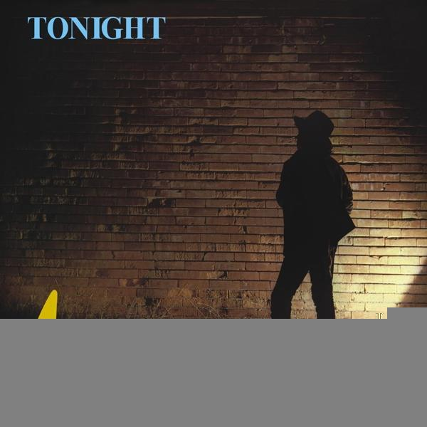 Silhouette einer Person mit Hut vor Backsteinmauer, mit dem Wort 'TONIGHT' oben.