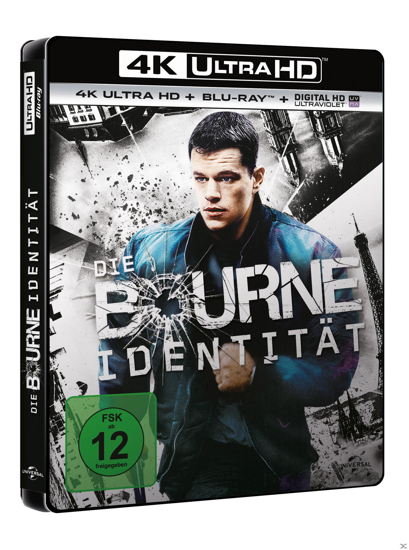 Filmcover: Matt Damon in Die Bourne Identität, deutscher Text, 4K Ultra HD.