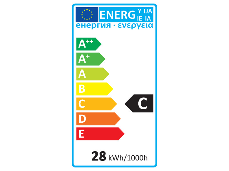 Energiahatékonysági címke, amely a C besorolást mutatja.