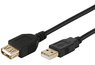 VIVANCO USB 2.0 A hona-USB A 2m cert - Svart