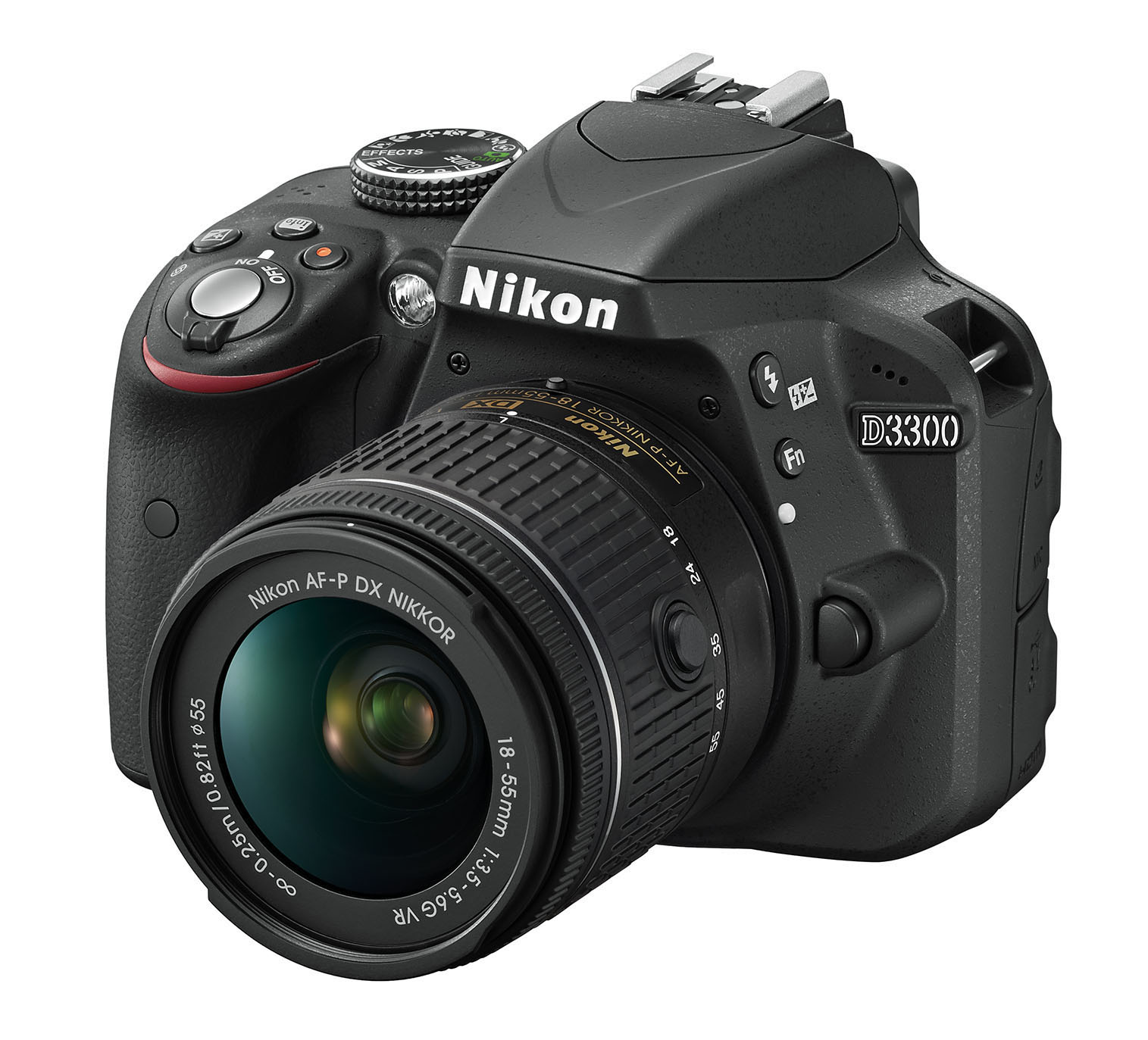 NIKON D3300 Kit Spiegelreflexkamera, 24,2 Megapixel, 18-55 mm Objektiv (AF-P, VR), Schwarz