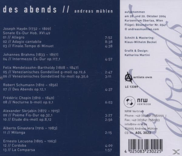 Andreas Mühlen - Des Abends  - (CD)