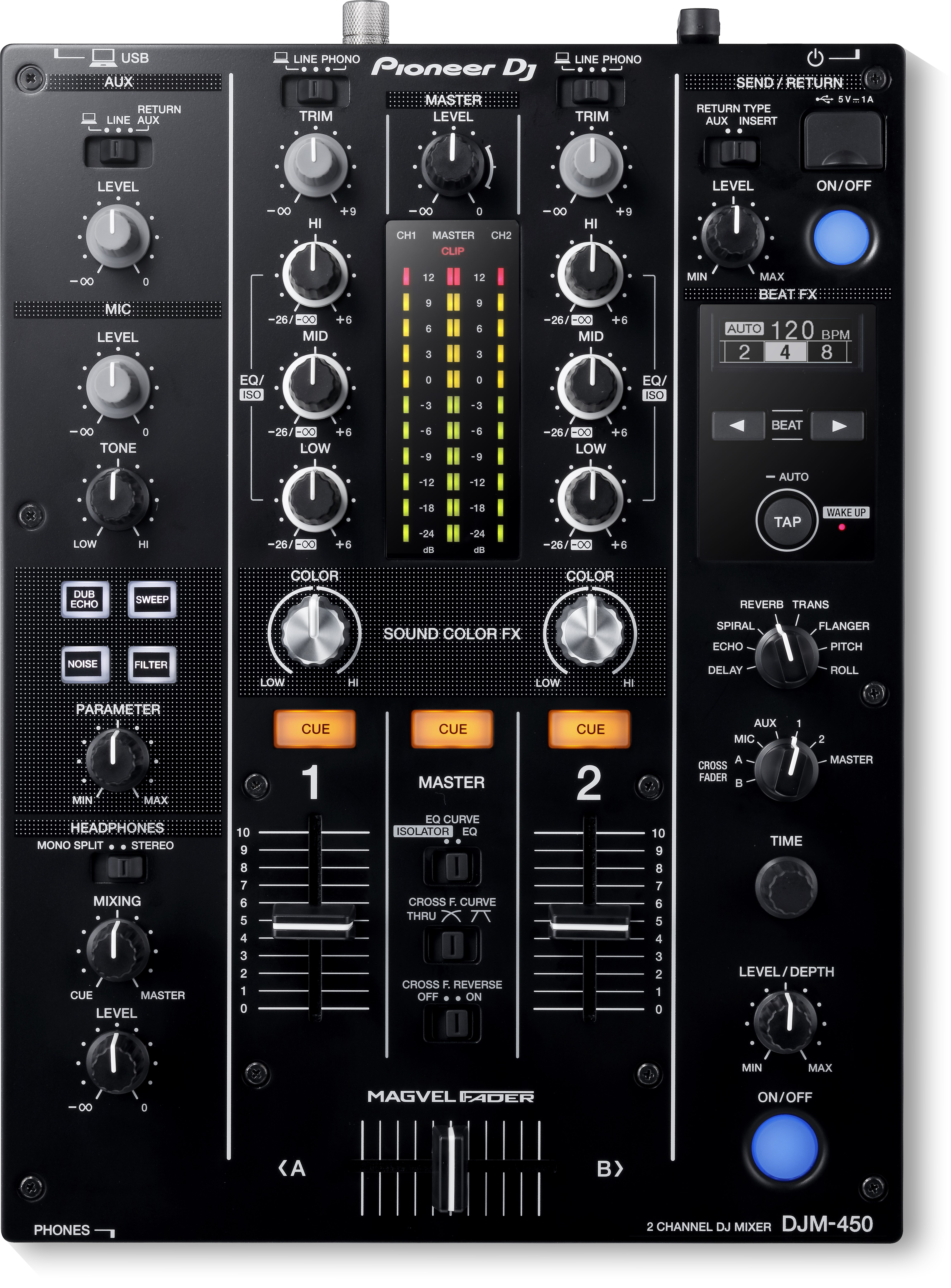 PIONEER DJ DJM-450 DJ-Mixer, Schwarz