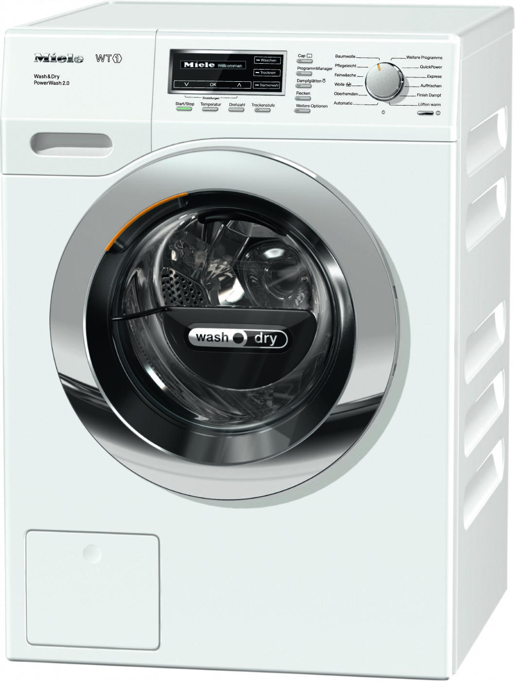 MIELE Waschtrockner 7kg (Waschen) 4kg (Trocknen) Weiß 1600 U/Min. WTF 130 WPM Waschtrockner (7 kg / 4 kg, Standgerät, Weiß)