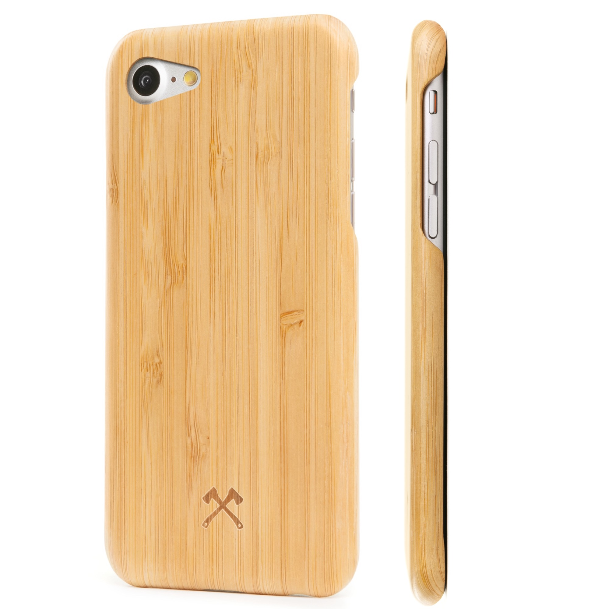 WOODCESSORIES EcoCase Slim Case, Backcover, Apple, iPhone 7, iPhone 8, Bambus/Schwarz