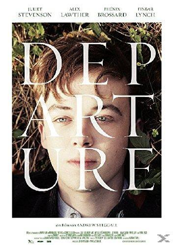 Filmposter mit dem Titel 'Departure' und dem Gesicht eines jungen Mannes im Zentrum.