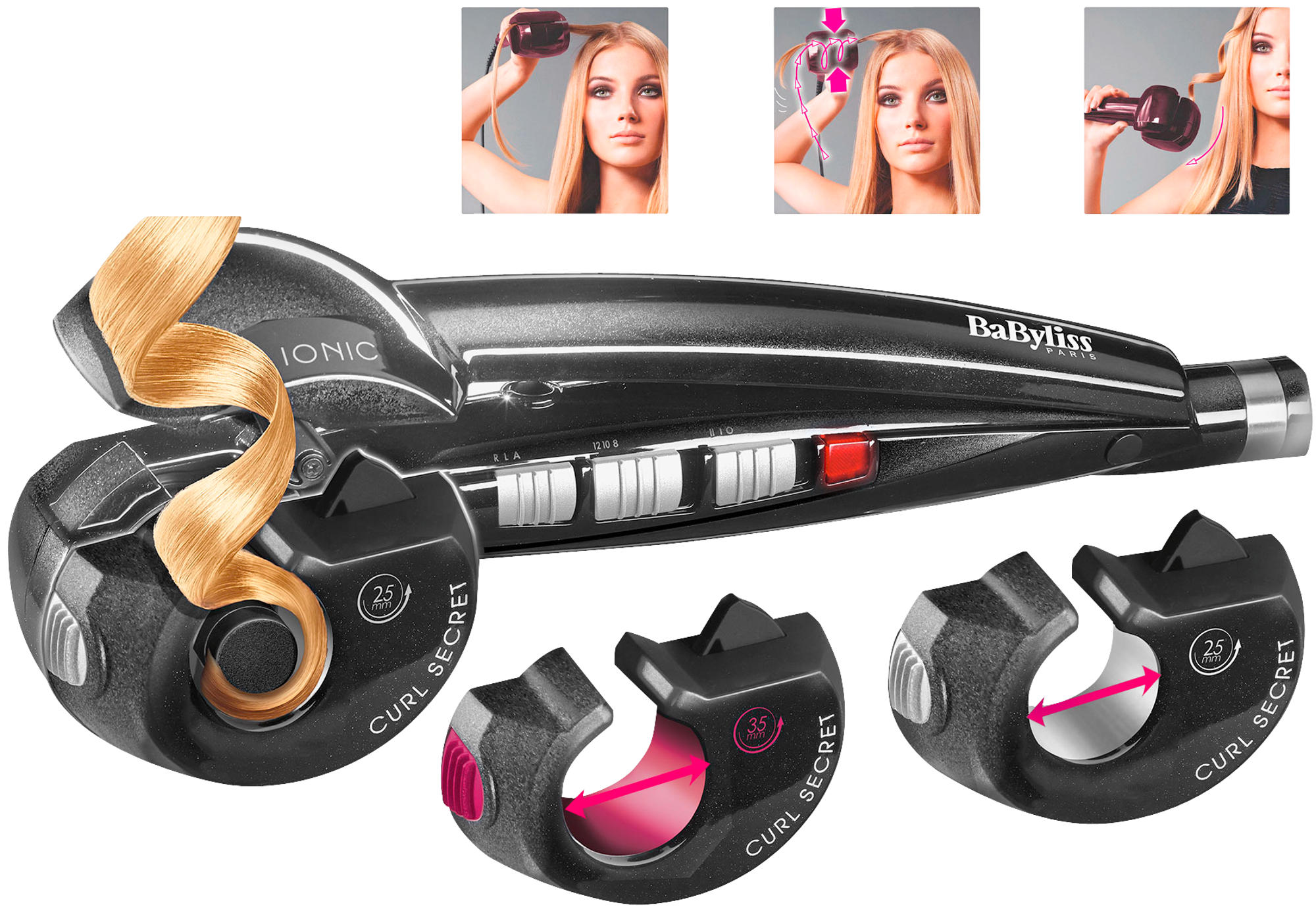 Moldeador automático - Babyliss Curl Secret 2 C1300E, Auto Curl, Recubrimiento cerámico, 3 niveles
