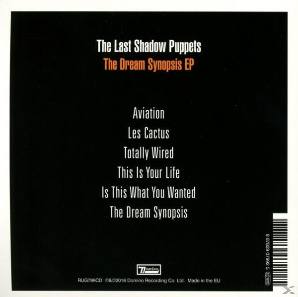Pochette arrière de 'The Dream Synopsis EP' par The Last Shadow Puppets. Liste des titres visible.