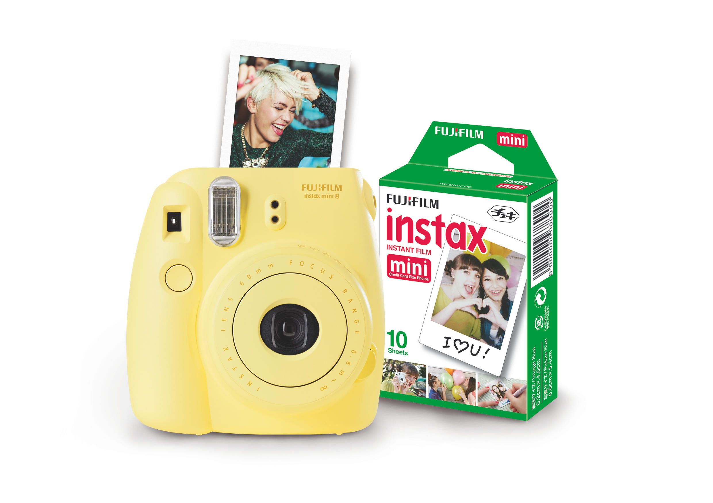 FUJIFILM Instax Mini 8 + Film Sofortbildkamera, Gelb
