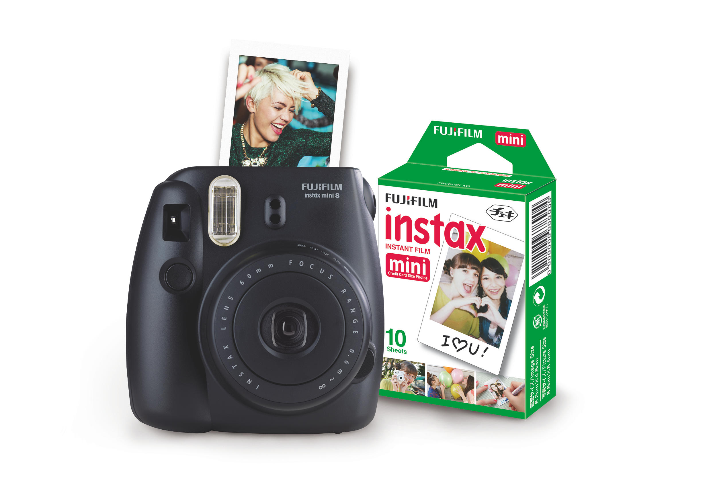 FUJIFILM Instax Mini 8 + Film Sofortbildkamera, Schwarz