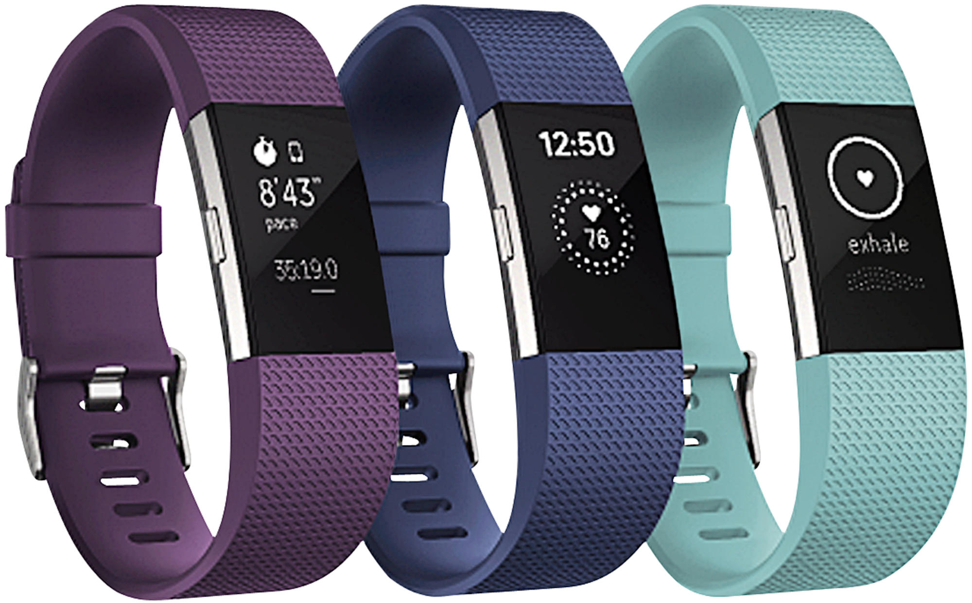 FITBIT Charge 2 Large, Fitness Tracker, 165-206 mm, Schwarz/Silber