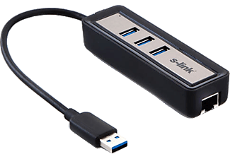 S-LINK SL-U605 USB 3.0 HUB + RJ45 10/100/1000Mbps Gigabit Ethernet Çevirici