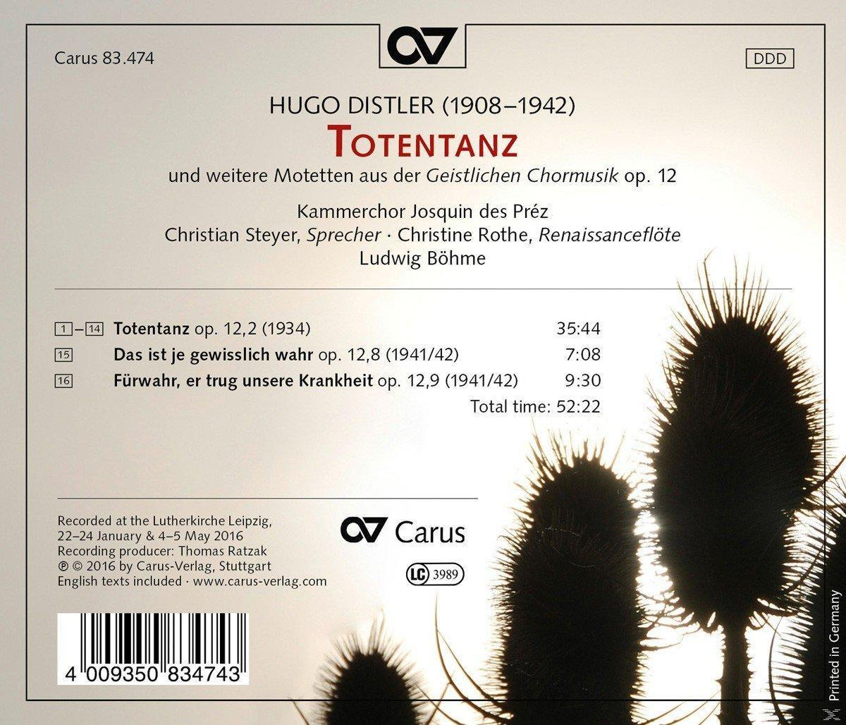 CD-Cover mit Text, einschließlich Totentanz von Hugo Distler. Hintergrund mit stacheligen Pflanzen.
