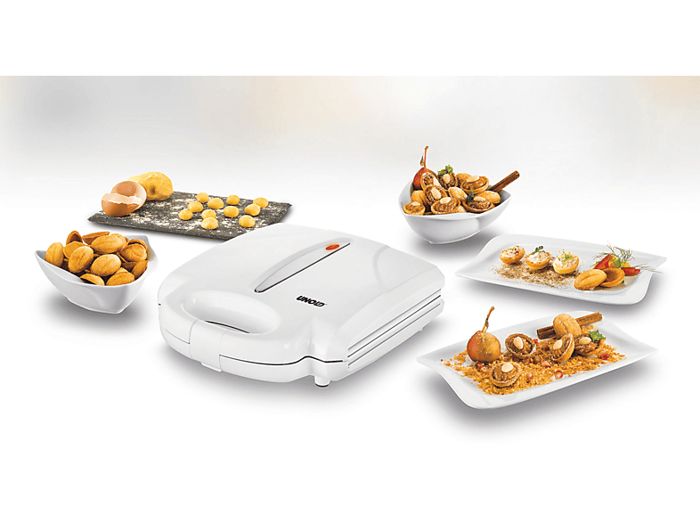 UNOLD 48360 Zaubernuss Waffeleisen Weiß/Edelstahl