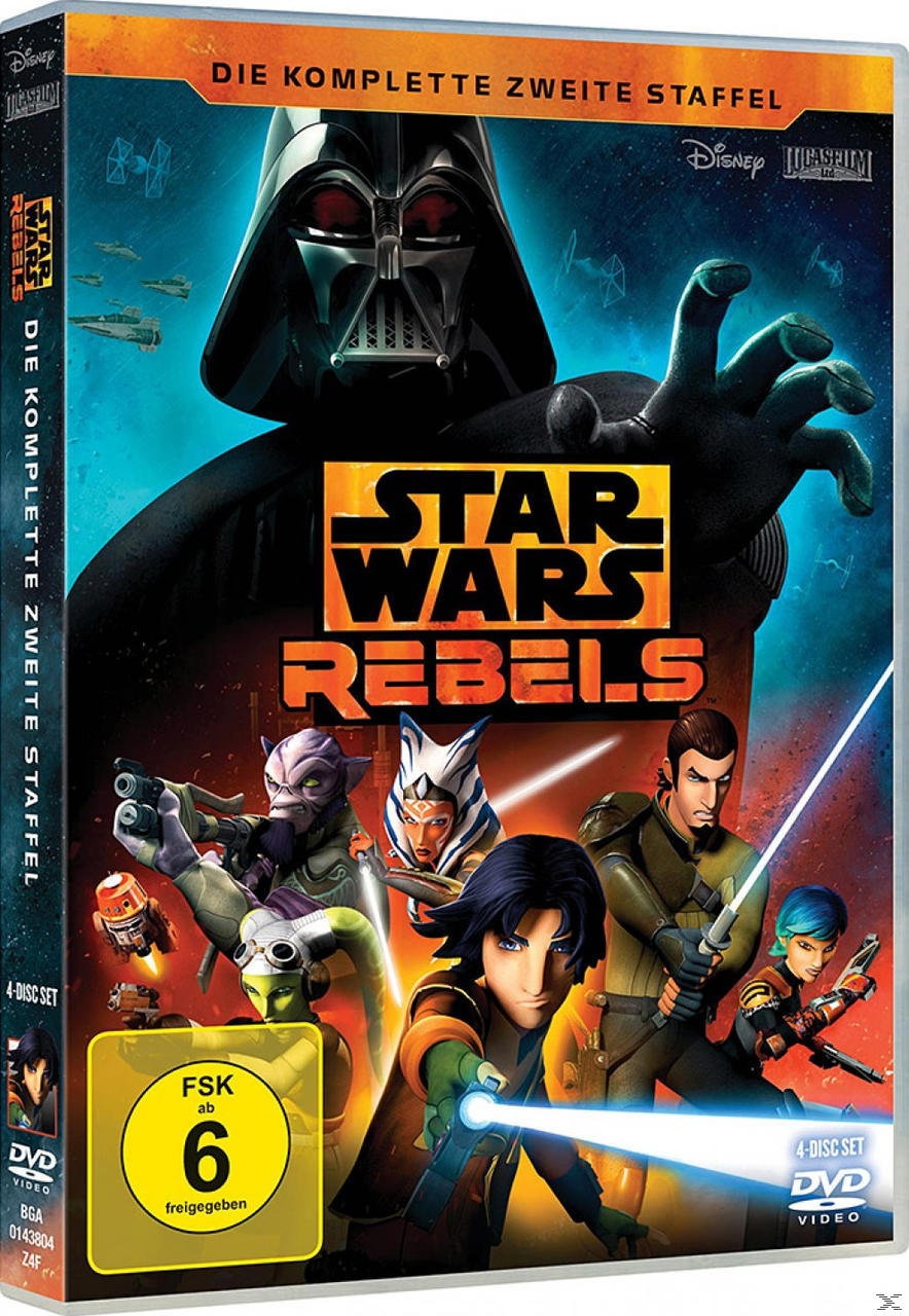 Star Wars Rebels DVD-Cover. Darth Vader, animierte Charaktere und der Titel sind sichtbar.